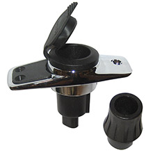 PERKO Locking Collar Pole Light Mounting Base - 2 Pin - Chrome Plated w/Black Cover