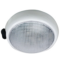 PERKO Round Surface Mount LED Dome Light %2D White Powder Coat %2D w and Switch