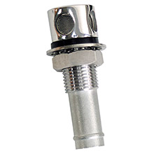 WHITECAP Fuel vent %2D round head straight 9 and 16 inch chrome brass