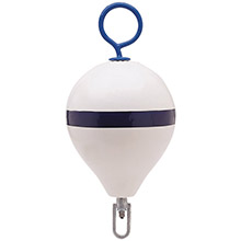 POLYFORM Mooring Buoy w and Iron 17 inch Diameter %2D White Blue Stripe