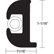 TACO METALS Flex vinyl rub rail kit %2D black w and white insert %2D 50 ft %2D 1%2D1 and 16 inch x 11 and 16 inch