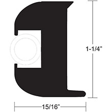 TACO METALS Flex vinyl rub rail kit %2D black w and white insert %2D 50 ft %2D 1%2D1 and 4 inch x 15 and 16 inch