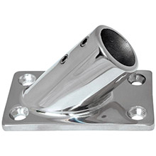 WHITECAP 7 and 8 inch od 45deg rectangle base ss rail fitting