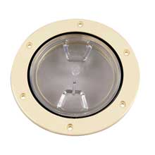 BECKSON 4 inch clear center screw out dek plate beige 45 inch cut
