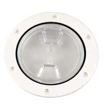 BECKSON 4 inch clear center screw out deck plate white 45 inch cut