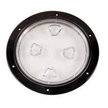 BECKSON 8 inch clear center screw out deck plate black 85 inch cut