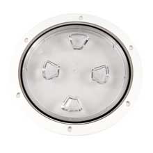 BECKSON 8 inch clear center screw out deck plate white 85 inch cut