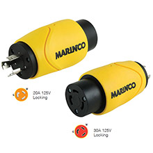 MARINCO Straight Adapter 20Amp Locking Male to 30Amp Locking Female Connector