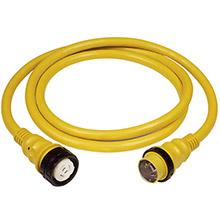 MARINCO 50Amp 125 and 250V Shore Power Cable %2D 50 ft %2D Yellow