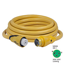 MARINCO CS503%2D25 EEL 50A 125V Shore Power Cordset %2D 25 ft %2D Yellow