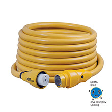 MARINCO CS504%2D50 EEL 50A 125V and 250V Shore Power Cordset %2D 50 ft %2D Yellow