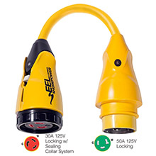 MARINCO P503%2D30 EEL 30A%2D125V Female to 50A%2D125V Male Pigtail Adapter %2D Yellow