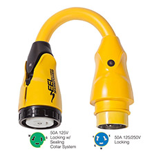 MARINCO P504%2D503 EEL 50A%2D125V Female to 50A%2D125 and 250V Male Pigtail Adapter %2D Yellow