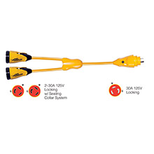 MARINCO Y30%2D2%2D30 EEL 230A%2D125V Female to 130A%2D125V Male inchY inch Adapter %2D Yellow