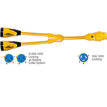 MARINCO Y504%2D2%2D504 EEL 250A%2D125 and 250V Female to 150A%2D125 and 250V Male inchY inch Adapter %2D Yellow