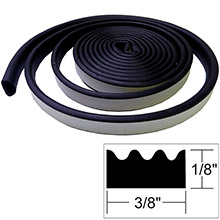 TACO METALS Weather seal %2D 10 ftl x no 8539 inch h x 3 and 8 inch w %2D black