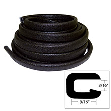TACO METALS Flexible vinyl trim %2D 5 and 32 inch opening x 9 and 16 inch w x 25 ftl %2D black