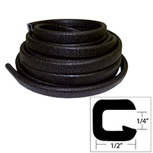 TACO METALS Flexible vinyl trim %2D 1 and 4 inch opening x 1 and 2 inch w x 25 ftl %2D black