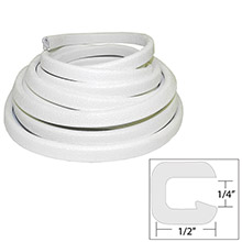 TACO METALS Flexible vinyl trim %2D 1 and 4 inch opening x 1 and 2 inch w x 25 ftl %2D white