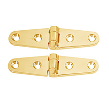 WHITECAP Strap hinge %2D polished brass %2D 4 inch x 1 inch %2D pair
