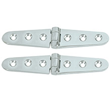 WHITECAP Strap hinge %2D cp and brass %2D 6 inch x 1%2D1 and 8 inch %2D pair