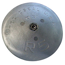 TECNOSEAL R5 rudder anode %2D zinc %2D 5 inch diameter x 7 and 8 inch thickness