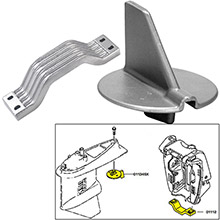 TECNOSEAL Anode kit w3 and hardware %2D yamaha 150%2D200hp left hand rotation %2D zinc