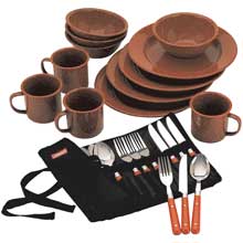 COLEMAN 24%2Dpiece speckled enamelware cook set %2D red