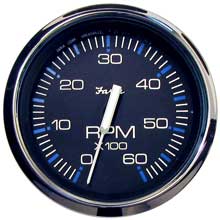 FARIA Chesapeake black ss 4 inch tachometer - 6,000 rpm (gas - inboard i/o)