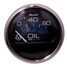 FARIA Chesapeake black ss 2 inch oil pressure gauge - 80 psi