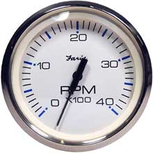 FARIA Chesapeake white ss 4 inch tachometer - 4,000 rpm (diesel - magnetic pick-up)