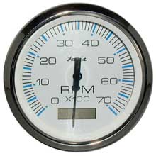 FARIA Chesapeake white ss 4 inch tachometer w/hourmeter - 7,000 rpm (gas - outboard)