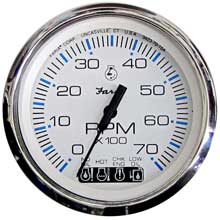 FARIA Chesapeake white ss 4 inch tachometer w/systemcheck indicator - 7,000 rpm (gas - johnson/evinrude outboard)