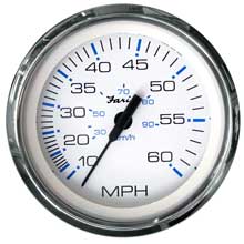 FARIA Chesapeake white ss 4 inch speedometer - 60mph (mechanical)