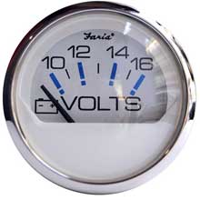 FARIA Chesapeake white ss 2 inch voltmeter (10-16 vdc)