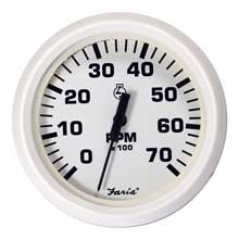 FARIA Dress white 4 inch tachometer - 7,000 rpm (gas - all outboards)