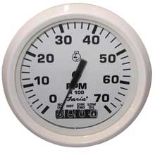 FARIA Dress white 4 inch tachometer w/systemcheck indicator - 7,000 rpm (gas - johnson / evinrude outboard)