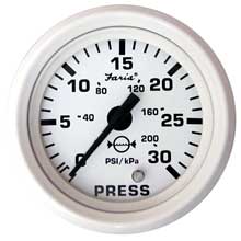 FARIA Dress white 2 inch water pressure gauge kit - 30 psi