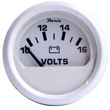 FARIA Dress white 2 inch voltmeter (10-16 vdc)