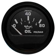 FARIA Euro black oil pressure gauge - 80 psi