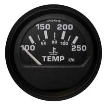 FARIA Euro black 2 inch water temperature gauge (100-250 no 176 f)