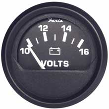 FARIA Euro black 2 inch voltmeter (10-16 vdc)