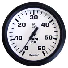 FARIA Euro white 4 inch tachometer - 6,000 rpm (gas - inboard i/o)