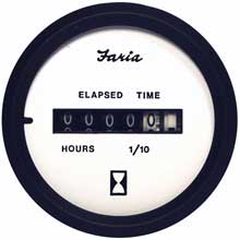 FARIA Euro white 2 inch hourmeter (10,000 hrs) (12-32 vdc)