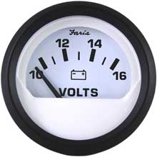FARIA Euro white 2 inch voltmeter (10-16 vdc)