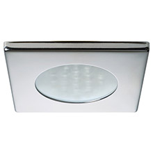 QUICK Bryan c downlight led %2D 2w ip40 spring mounted w and switch %2D square stainless bezel round warm white light