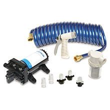 SHURFLO Pro washdown kit ii ultimate %2D 12 vdc %2D 50 gpm %2D includes pump fittings nozzle strainer 25 ft hose