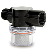 SHURFLO Twist%2Don water strainer %2D 1 and 2 inch pipe inlet %2D clear bowl