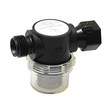 SHURFLO Swivel nut strainer %2D 1 and 2 inch pipe inlet %2D clear bowl