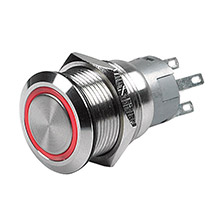MARINCO Push Button Switch %2D 24V Latching On and Off %2D Red LED